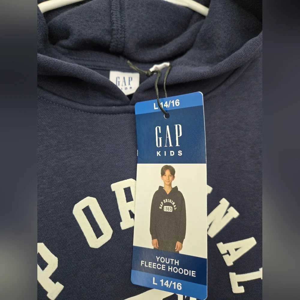 GAP Youth, Navy 'Gap Original 1969' Pullover Hoodie, Youth Size Large 14-16